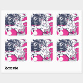 Wonder Woman Retro Glam Character Art Vierkante Sticker (Vel)