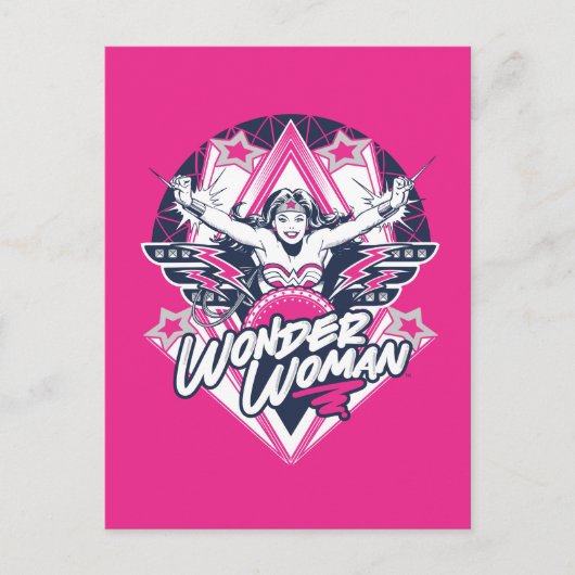 Wonder Woman Retro Glam Rock Graphic Briefkaart (Voorkant)