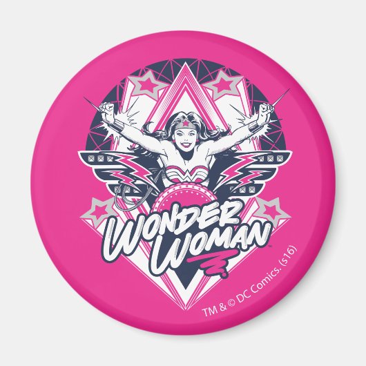 Wonder Woman Retro Glam Rock Graphic Magneet (Voorkant)