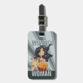 Wonder Woman Retro Profile Sunburst Bagagelabel (Voorkant verticaal)