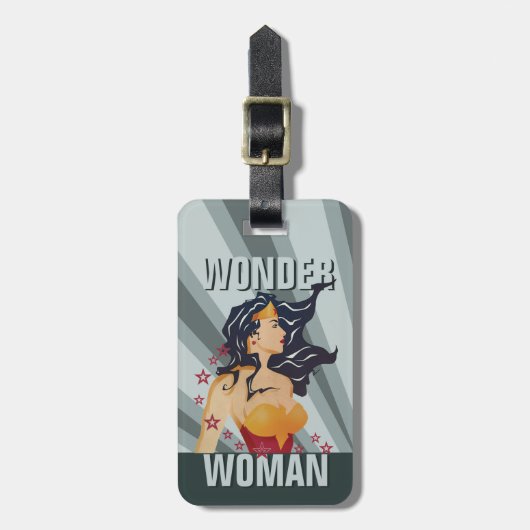 Wonder Woman Retro Profile Sunburst Bagagelabel (Voorkant verticaal)