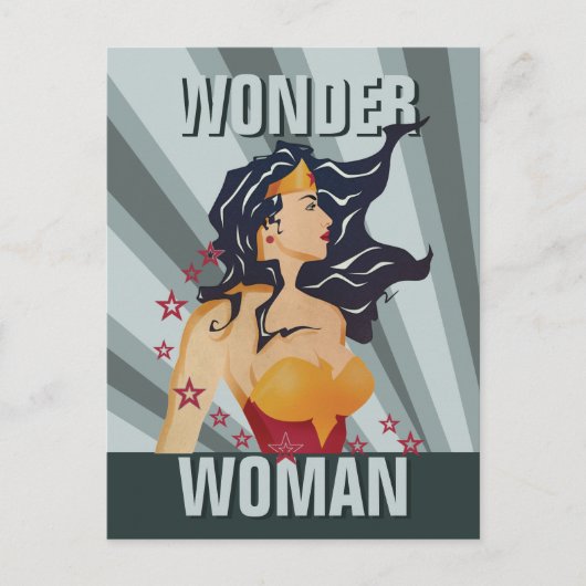 Wonder Woman Retro Profile Sunburst Briefkaart (Voorkant)
