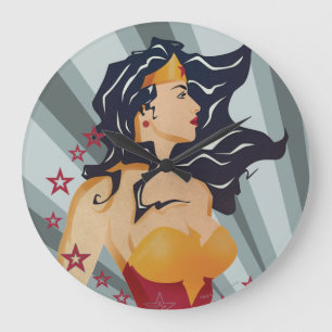 Wonder Woman Retro Profile Sunburst Grote Klok