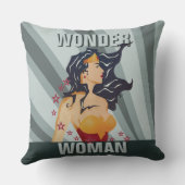 Wonder Woman Retro Profile Sunburst Kussen (Achterkant)