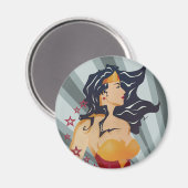 Wonder Woman Retro Profile Sunburst Magneet (Voorkant / Achterkant)