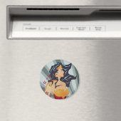Wonder Woman Retro Profile Sunburst Magneet (Insitu (Vaatwasser))