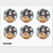 Wonder Woman Retro Profile Sunburst Ronde Sticker (Vel)
