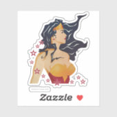 Wonder Woman Retro Profile Sunburst Sticker (Vel)