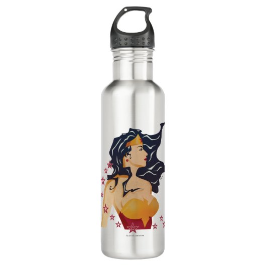 Wonder Woman Retro Profile Sunburst Waterfles (Voorkant)
