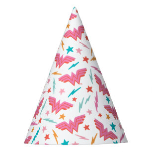 Wonder Woman Roze Logo en Bliksem Patroon Feesthoedjes