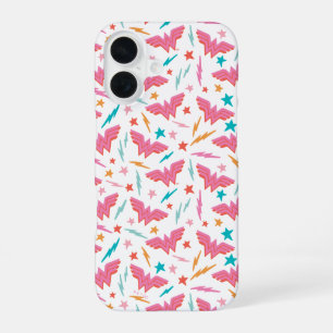 Wonder Woman Roze Logo en Bliksem Patroon iPhone 16 Hoesje