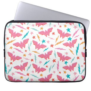 Wonder Woman Roze Logo en Bliksem Patroon Laptop Sleeve