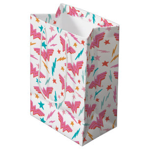 Wonder Woman Roze Logo en Bliksem Patroon Medium Cadeauzakje