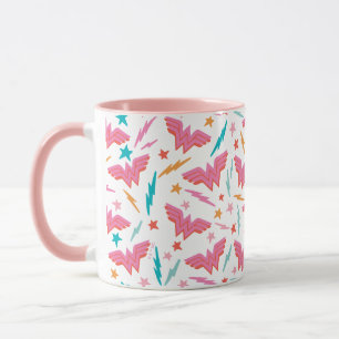 Wonder Woman Roze Logo en Bliksem Patroon Mok