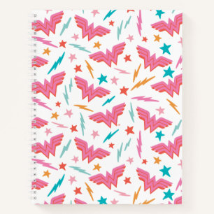 Wonder Woman Roze Logo en Bliksem Patroon Notitieboek