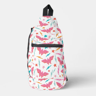 Wonder Woman Roze Logo en Bliksem Patroon Sling Bag