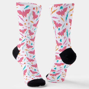 Wonder Woman Roze Logo en Bliksem Patroon Sokken