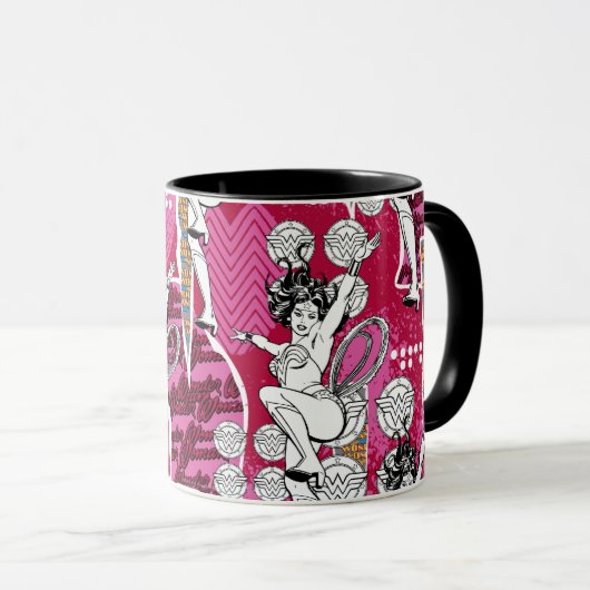 Wonder Woman roze Patroon Mok (Voorkant rechts)