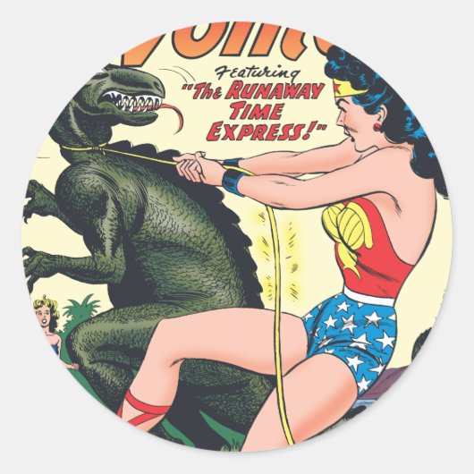 Wonder Woman Runaway Time Express Ronde Sticker (Voorkant)