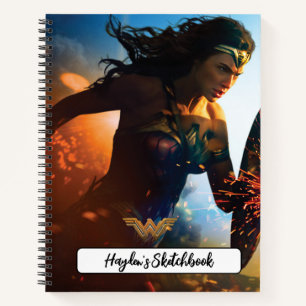 Wonder Woman Running on Battlefield Tekening Notitieboek