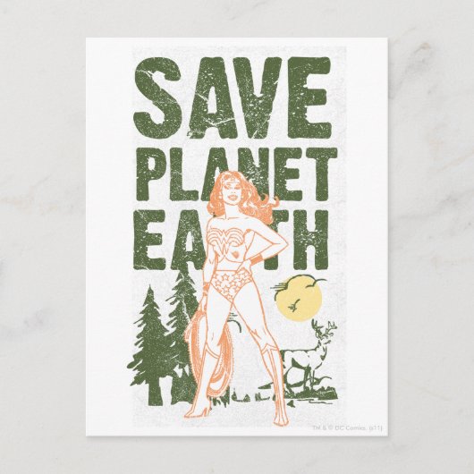 Wonder Woman Save Planet Earth Briefkaart (Voorkant)