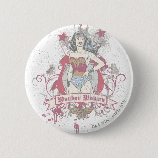 Wonder Woman Schietende sterren Ronde Button 5,7 Cm (Voorkant)