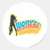Wonder Woman Silhouette Ronde Sticker (Voorkant)