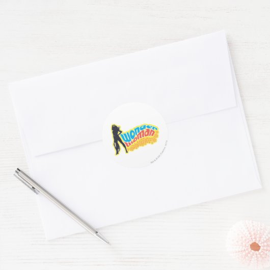 Wonder Woman Silhouette Ronde Sticker (Envelop)