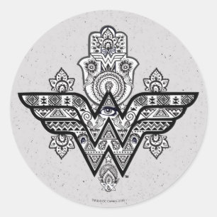 Wonder Woman Spiritueel Paisley Hamsa Logo Ronde Sticker