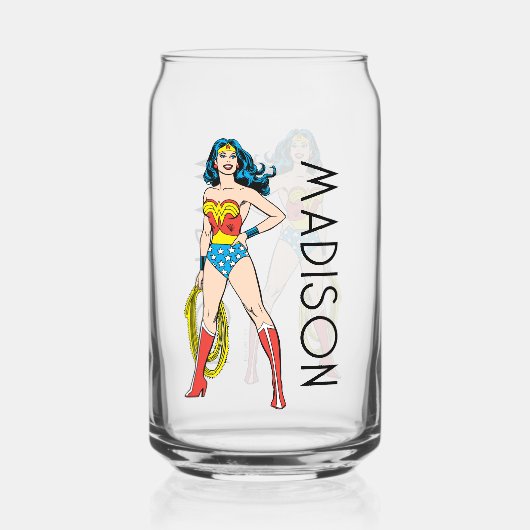 Wonder Woman Standing | Jouw namen toevoegen Blikvorm Glas (Voorkant)