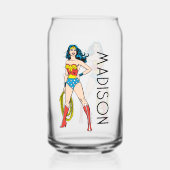 Wonder Woman Standing | Jouw namen toevoegen Blikvorm Glas (Achterkant)