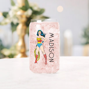 Wonder Woman Standing   Jouw namen toevoegen Blikvorm Glas