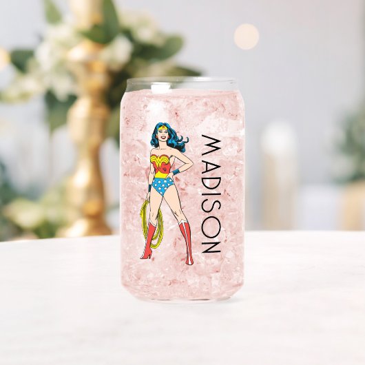 Wonder Woman Standing | Jouw namen toevoegen Blikvorm Glas (Insitu (Huwelijk))