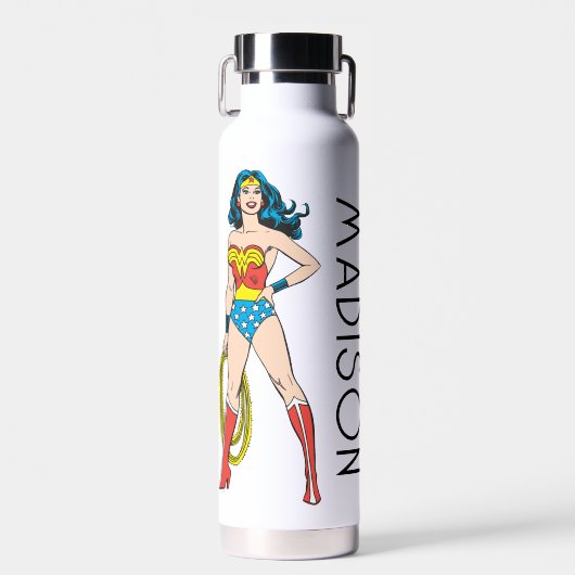 Wonder Woman Standing | Jouw namen toevoegen Waterfles (Voorkant)