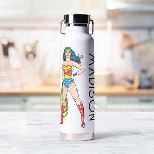 Wonder Woman Standing   Jouw namen toevoegen Waterfles