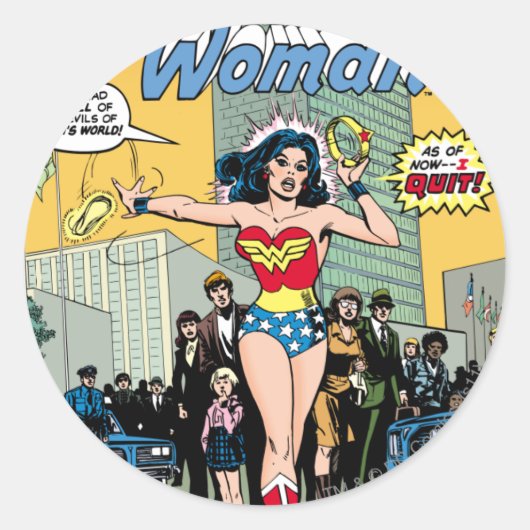 Wonder Woman Starting Pat Carbine Ronde Sticker (Voorkant)