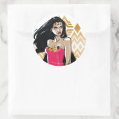 Wonder Woman Sterkte Ronde Sticker (Tas)