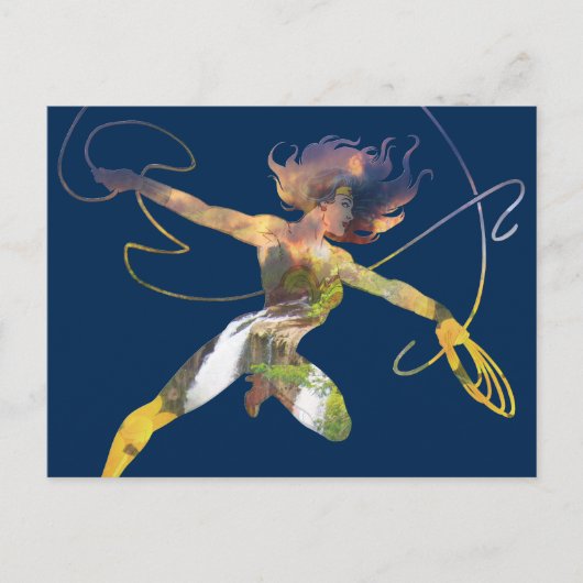 Wonder Woman Sunset Waterfall Silhouette Briefkaart (Voorkant)