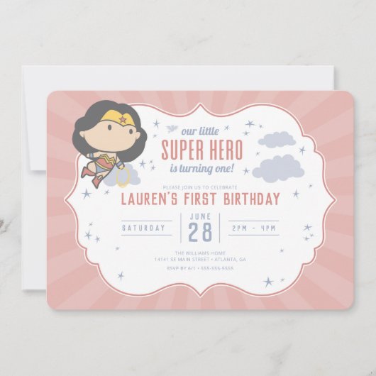 Wonder Woman | Super Hero First Birthday Kaart (Voorkant)