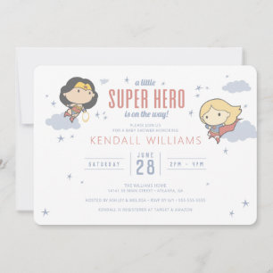 Wonder Woman & Supergirl   Super Hero-Baby shower Kaart