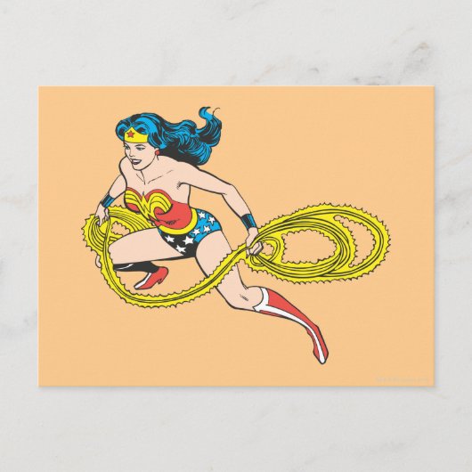 Wonder Woman Swingelt Lasso links Briefkaart (Voorkant)