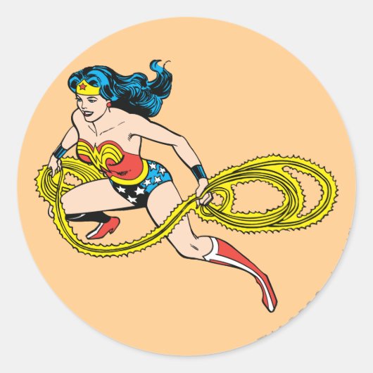 Wonder Woman Swingelt Lasso links Ronde Sticker (Voorkant)