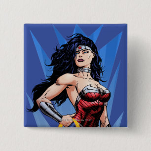 Wonder Woman & Sword Vierkante Button 5,1 Cm