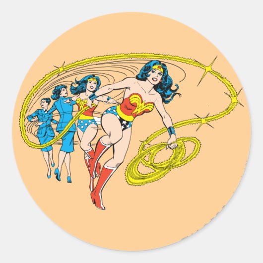 Wonder Woman Transform Ronde Sticker (Voorkant)