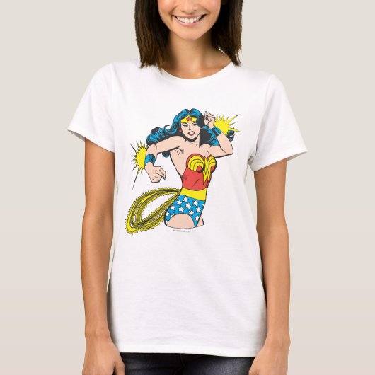 Wonder Woman Twist met glanzende boeien T-shirt (Voorkant)