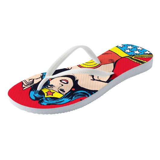 Wonder Woman Twist met glanzende boeien Teenslippers (Schuin)