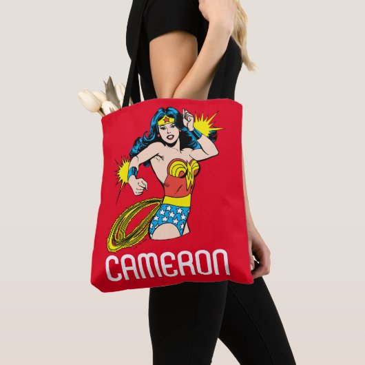 Wonder Woman Twist met glanzende boeien Tote Bag (Dichtbij)