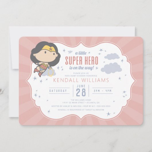 Wonder Woman | Uitnodiging tot Baby shower van Sup (Voorkant)