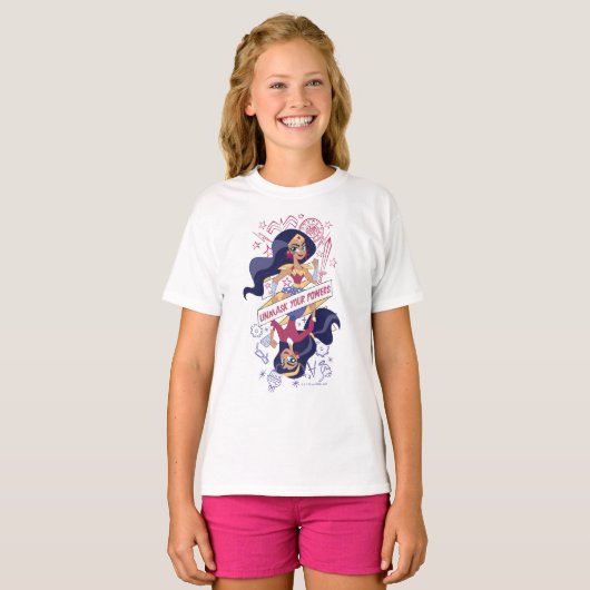Wonder Woman Unmask Your Powers T-shirt (Voorkant volledig)
