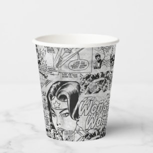 Wonder Woman Vintage Stripboek Patroon Papieren Bekers